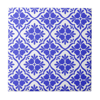 Mediterranean blue ornaments vintage ceramic tile
