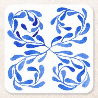 Mediterranean Blue  Square Paper Coaster