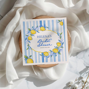 Mediterranean Blue Stroped Bridal Shower Napkin