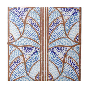 Mediterranean Blue. & Terracotta Mosaic Pattern Ceramic Tile