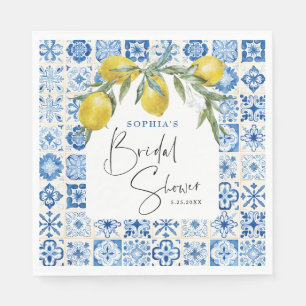 Mediterranean Blue Tile Bridal Shower Napkins