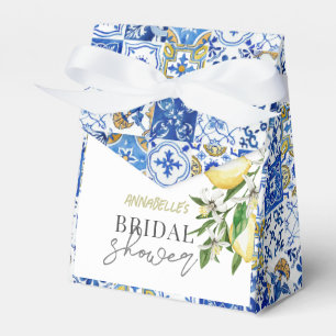 Mediterranean Blue Tile Citrus Lemon Bridal Shower Favour Box