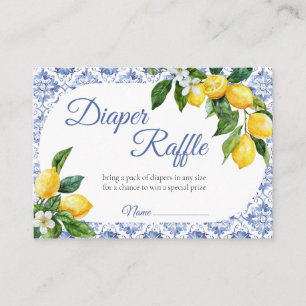 Mediterranean Blue Tile Lemon Diaper Raffle Enclosure Card