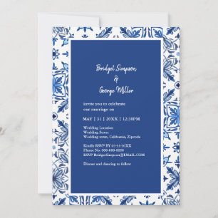 Mediterranean Blue Tile Pattern  Invitation