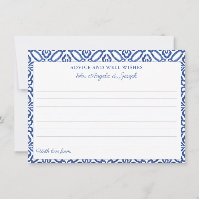 Mediterranean Blue Tiles Advice Well Wishes Card (Front)