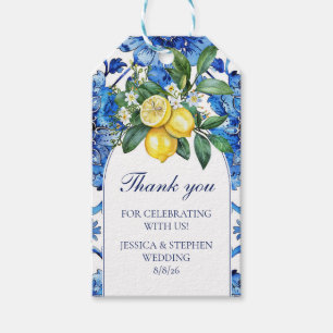 Mediterranean Blue Tiles Citrus Lemon Gift Tags