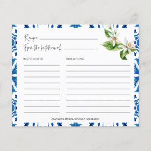 Mediterranean Blue Tiles Greece Recipe Cards