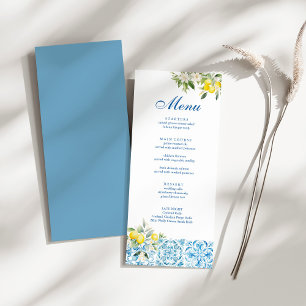 Mediterranean Blue Tiles & Lemon Wedding Menu
