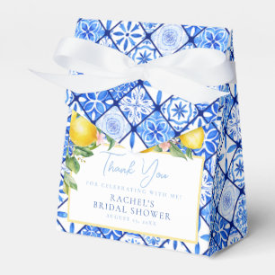 Mediterranean Blue Tiles Lemons Bridal Shower Favour Box