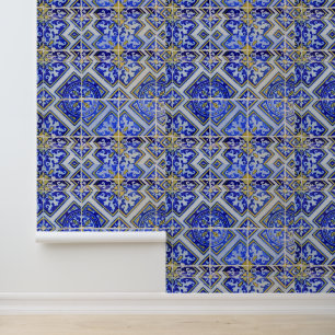 Mediterranean Blue Tiles Portuguese Azulejo Wallpaper