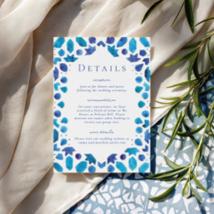 Mediterranean Blue Tiles Wedding Details Enclosure Card