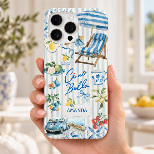Mediterranean Blue Turquoise Citrus Collage iPhone 16 Pro Max Case