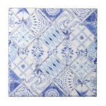 Mediterranean Blue White Floral Vintage Kitchen Ce Ceramic Tile<br><div class="desc">RIGHT SIDE PATTERN (RIGHT AND LEFT ARE NEEDED TO CREATE A REPEAT) A four tile repeat would have 2 left, 2 right and they would be top row L R, bottom row R L. "Mediterranean Blue White Floral Vintage Kitchen field tile, ceramic tile" features an assortment of vintage style hand...</div>