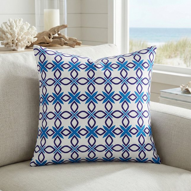Mediterranean Blue & White Geometric Pattern Fabric (Creator Uploaded)