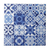 Mediterranean Blue White Tile Pattern Watercolor (Front)