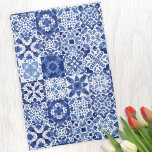Mediterranean Blue White Tile Pattern Watercolor Tea Towel<br><div class="desc">Pretty indigo blue and white Mediterranean tile pattern in watercolor.  Original art by Nic Squirrell.</div>