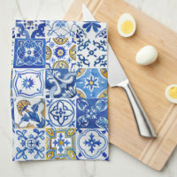 Mediterranean Blue, White & Yellow Floral Pattern