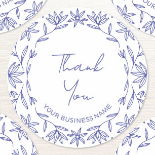 Mediterranean Blue Wildflower Business Thank You Classic Round Sticker