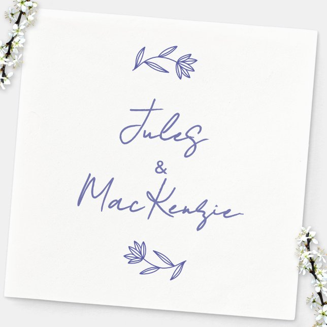 Mediterranean Blue Wildflower Wedding Napkin (Mediterranean blue and white wildflower wedding couple napkins)