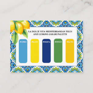  Mediterranean blue, yellow wedding colour palette Enclosure Card