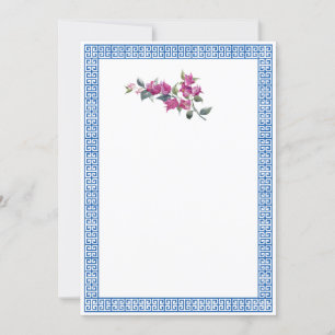 Mediterranean Bougainvillea Greek Key Invitation