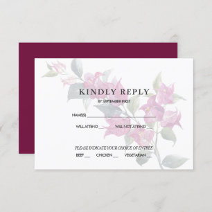Mediterranean Bougainvillea Pink Burgundy RSVP Inv Invitation