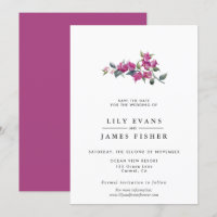 Mediterranean Bougainvillea Pink Save the Date Inv