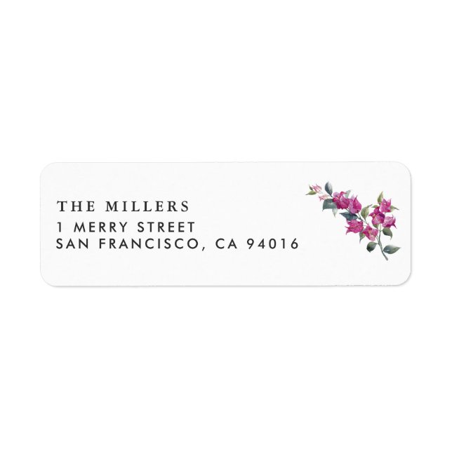 Mediterranean Bougainvillea Wedding Address Labels (Front)