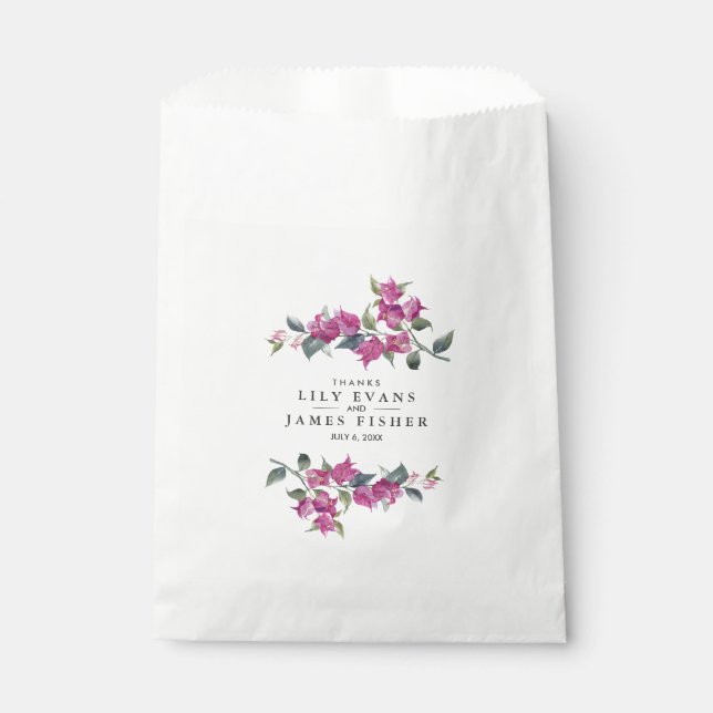 Mediterranean Bougainvillea Wedding Thank You Favour Bag (Front)