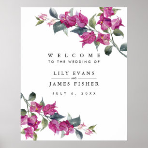 Mediterranean Bougainvillea Wedding Welcome Sign