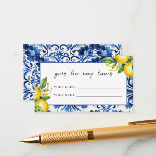 Mediterranean  Bridal Shower Guess how many lemons Enclosure Card