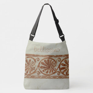 Mediterranean Ceramic Ornamental Border any Text Crossbody Bag