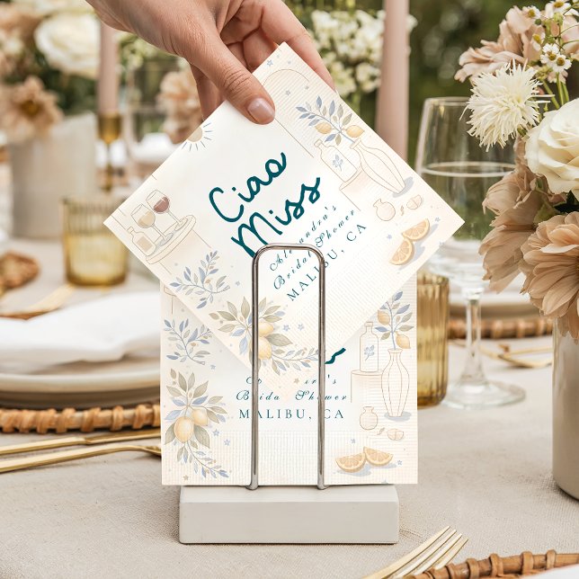 Mediterranean Ciao Miss Bridal Shower Napkin (Creator Uploaded)