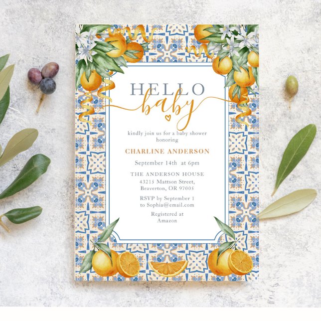 Mediterranean Citrus Baby Shower  Invitation (Creator Uploaded)
