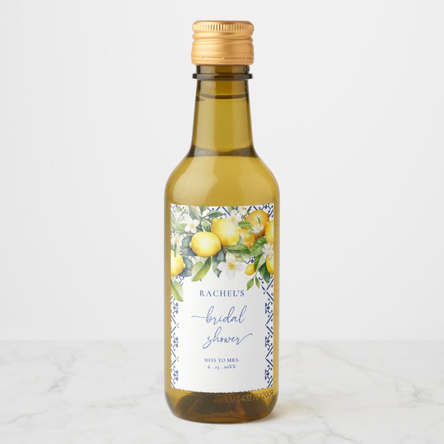 Mediterranean Citrus Bridal Shower Wine Label (Front)