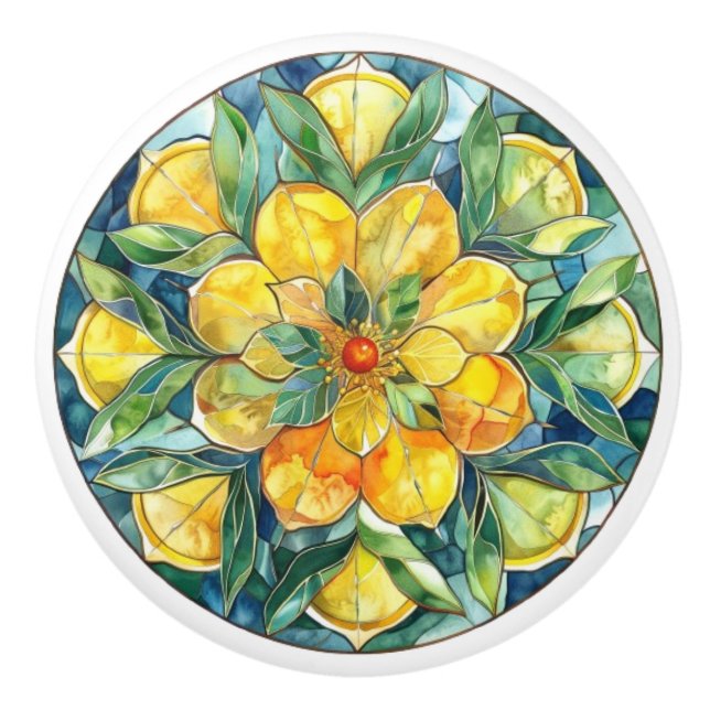 Mediterranean Citrus Ceramic Knob (Front)