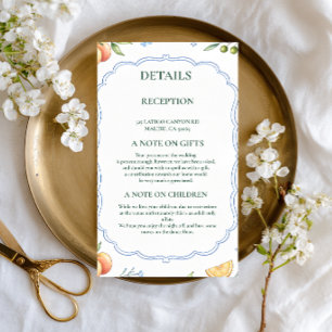Mediterranean Citrus Floral Information Design Enclosure Card