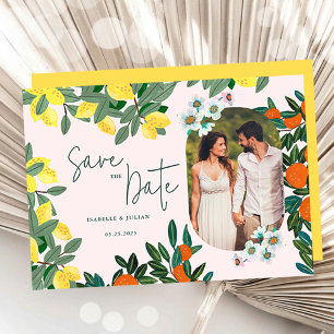 Mediterranean Citrus Floral Wedding Save the Date