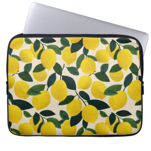 Mediterranean Citrus Fruit Pattern Yellow Lemons Laptop Sleeve