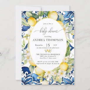 Mediterranean Citrus Lemon Baby Shower Invitation