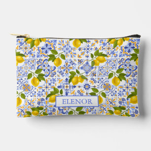 Mediterranean Citrus Lemon Pattern Accessory Pouch