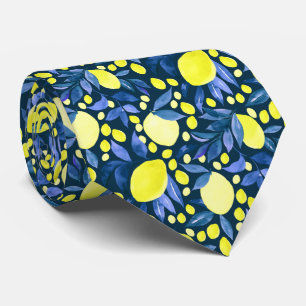 Mediterranean Citrus Lemon Pattern Tie