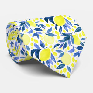 Mediterranean Citrus Lemon Pattern Tie