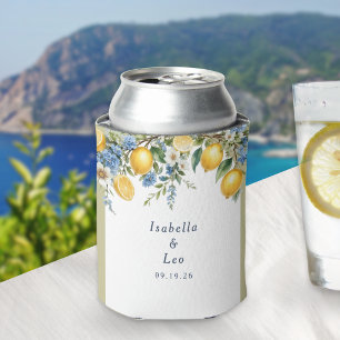 Mediterranean Citrus Lemons Personalised Wedding Can Cooler