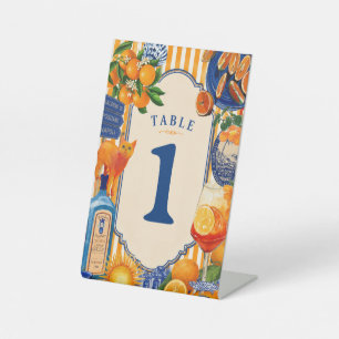 Mediterranean Citrus Table Number Italian Amalfi Pedestal Sign