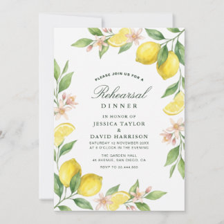 Mediterranean Citrus Wreath Rehearsal Dinner Invitation