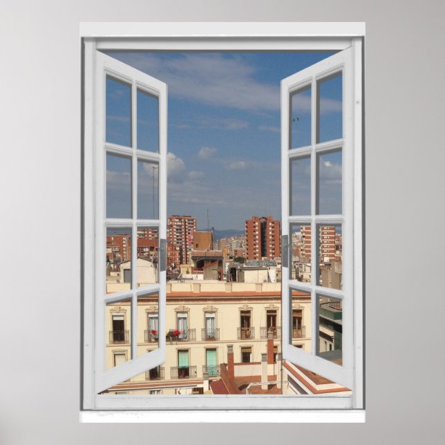 Mediterranean City View Fake Window Poster (Front)