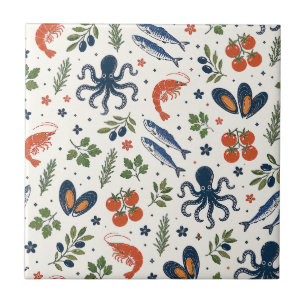 Mediterranean, Coastal Blue Wall Decor, European Ceramic Tile