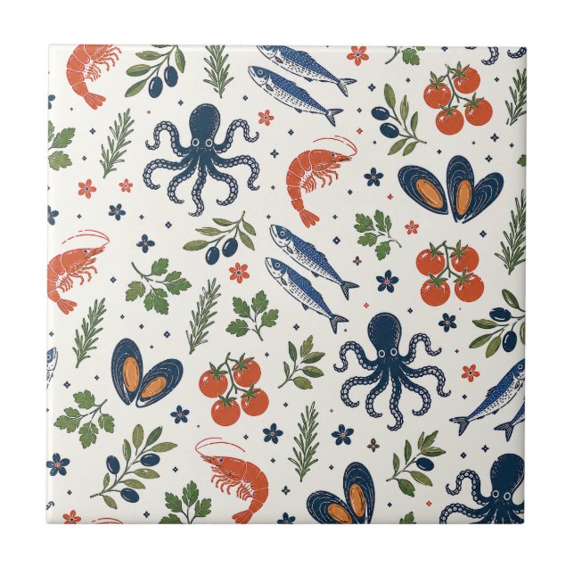 Mediterranean, Coastal Blue Wall Decor, European  Ceramic Tile (Front)