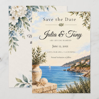Mediterranean Coastal Save the Date Invitation
